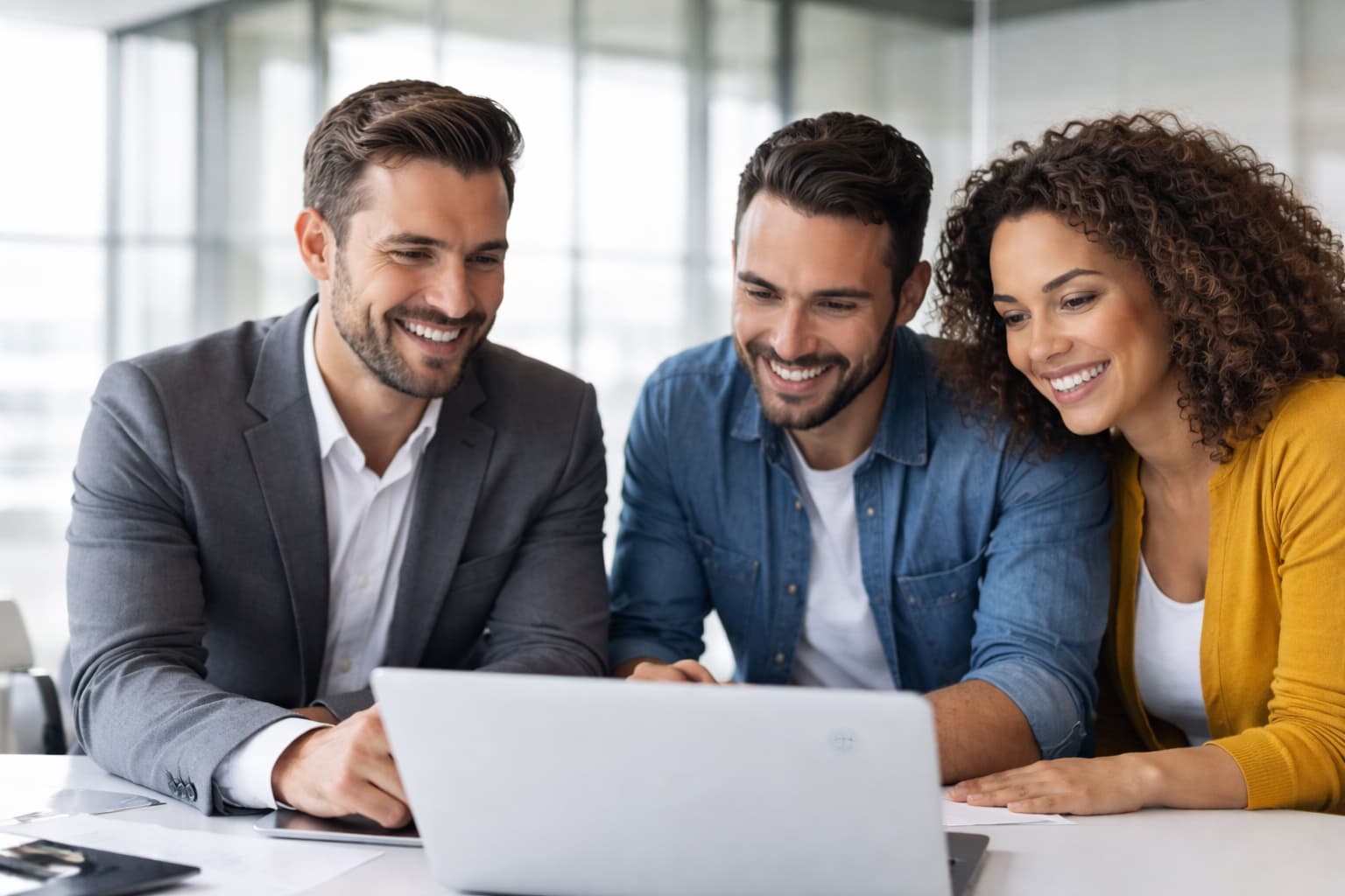 Real estate agent working with clients